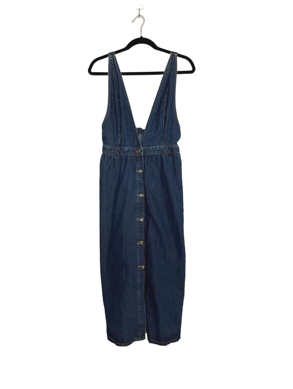 Denim Overall Dress Deep V-Neck